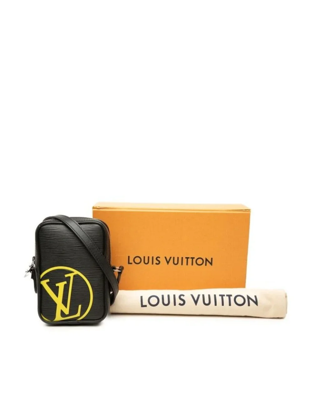 Louis Vuitton Epi LV Circle Danube PM Crossbody Shoulder Bag Noir Black Leather